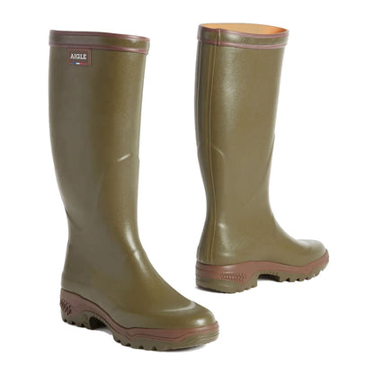 Olive green Aigle Parcours Wellington Boots, perfect for stylish country clothing adventures