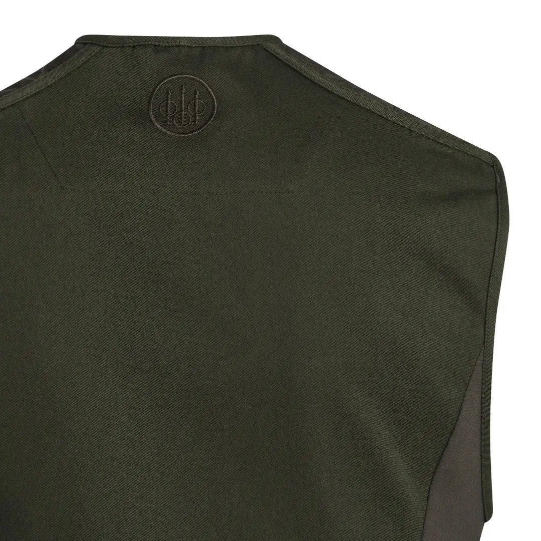 Back view of Olive Green Beretta Teal Sporting EVO Vest for stylish outdoor adventures