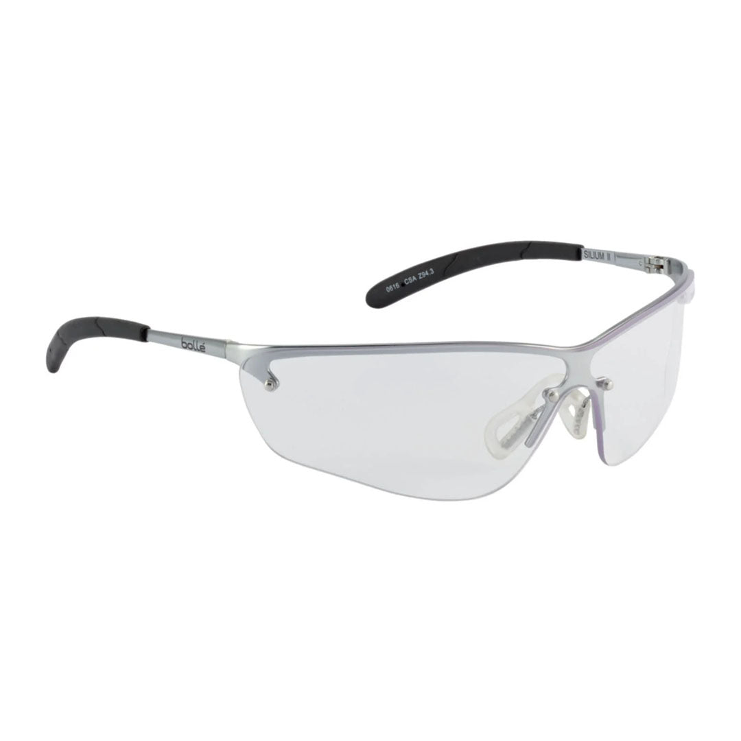 Silver-framed Bolle Silium Clear Lens Glasses ideal for country clothing and outdoor hunting