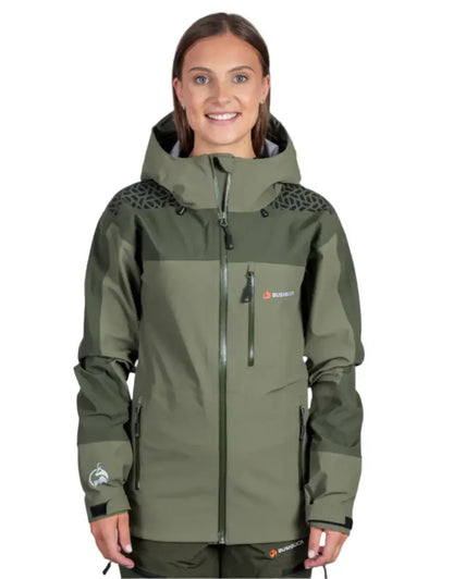 Olive green hooded alpine jacket for wet weather country clothing from Bushbuck Alpine Waterproof Jacket