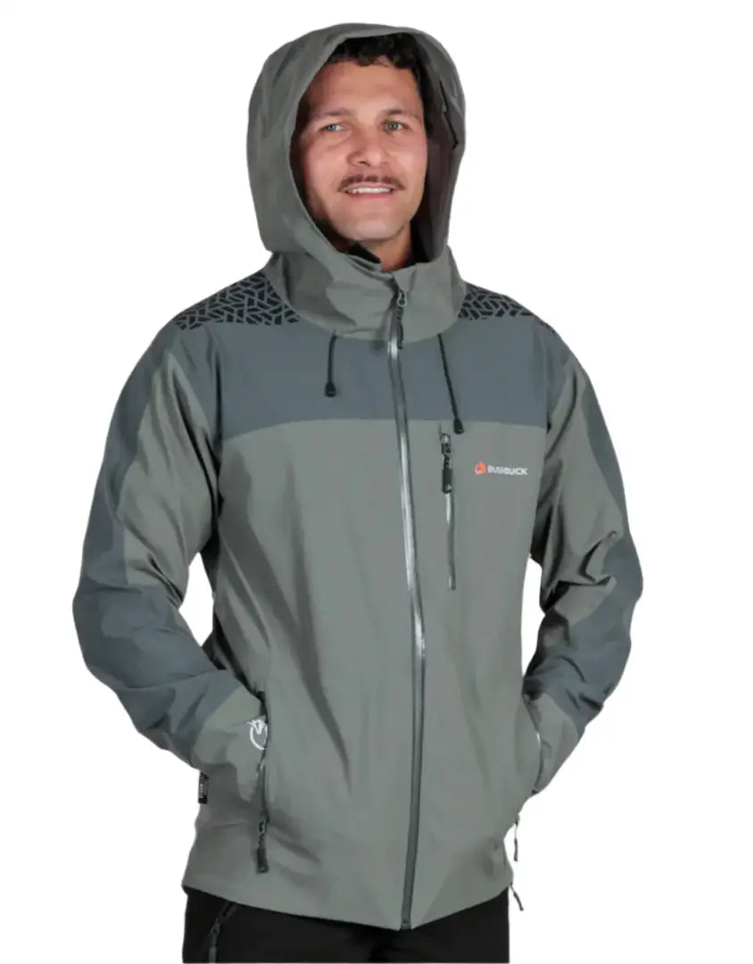 Gray hooded jacket from Bushbuck Alpine Waterproof Jacket collection