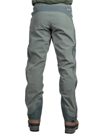 Gray waterproof pants from Bushbuck Alpine, perfect for hunting country clothing