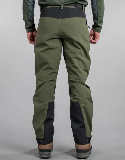 Olive green and black defender trousers perfect for hunting and Country clothing activities