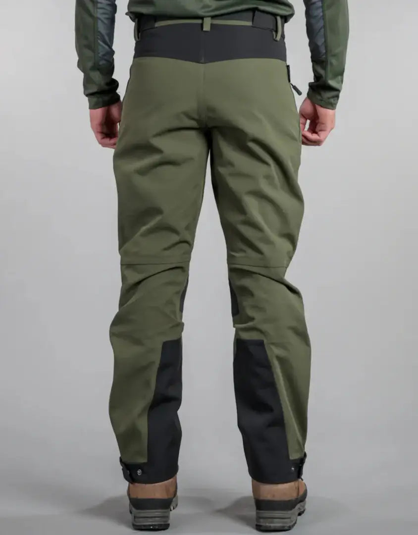 Olive green and black defender trousers perfect for hunting and Country clothing activities