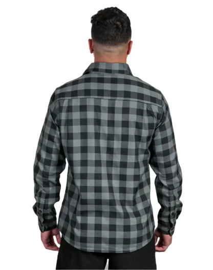 Gray and black plaid Bushbuck Flannel Shirt perfect for casual style
