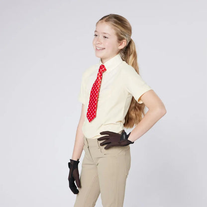 Girl in riding attire wearing Cameo Junior Classic Show Shirt for country clothing outdoors