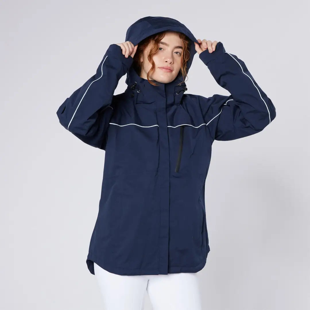 Navy blue Cameo Riding Jacket with white trim, perfect for country clothing and hunting