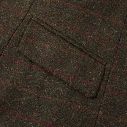 Cameo Tweed Jacket pocket with Foxhead buttons for country clothing and hunting style