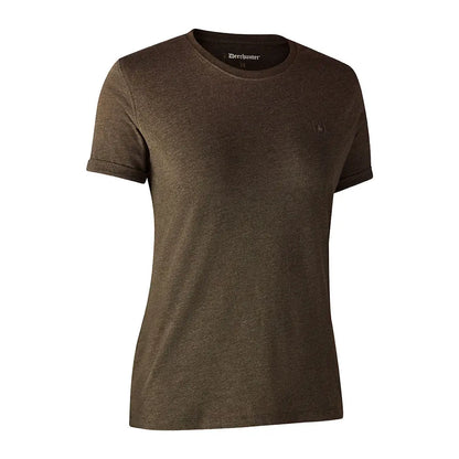 Brown short-sleeved round neck t-shirt from Deerhunter, perfect for country clothing and hunting