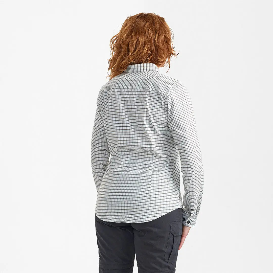 Woman wearing the Deerhunter Lady Sara Shirt, a stylish checkered lady sara shirt for women
