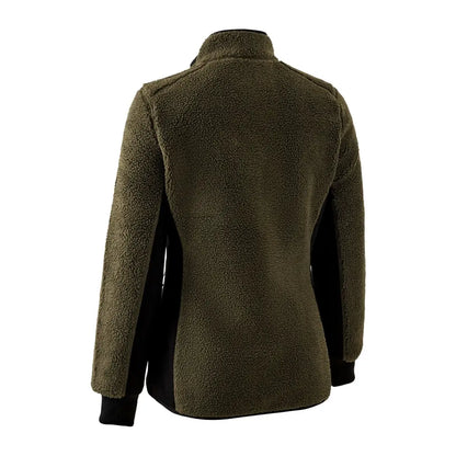 Dark green Deerhunter Roja Ladies Fiber Pile Jacket with black cuffs and high collar