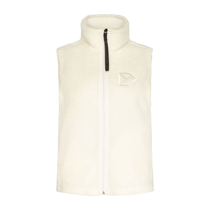 Cream-colored fleece vest with black zipper from Didriksons Kiana, perfect for country clothing
