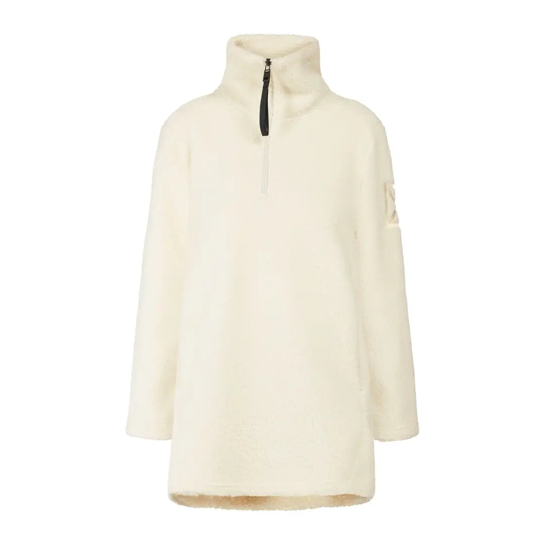 Cream-colored Didriksons Marina Half Zip Fleece with quarter zipper for cozy style
