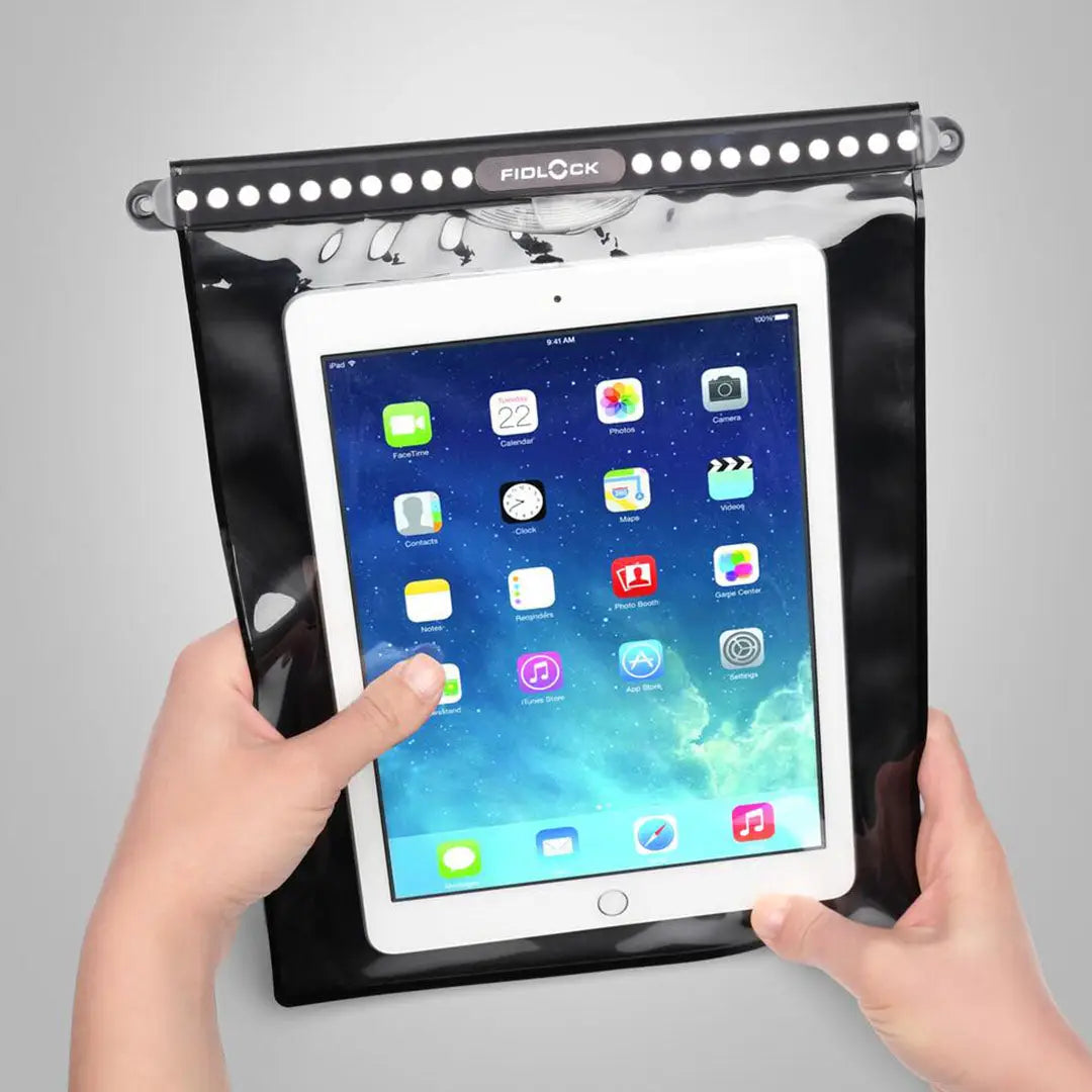 Waterproof tablet case in the Fidlock Multi Dry Bag, perfect for outdoor adventures