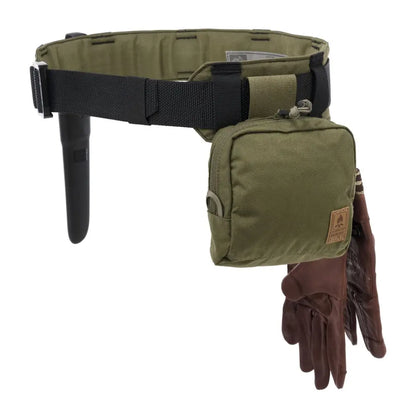 Tactical utility belt with pouch and gloves from the Helikon-Tex Forester Bushcraft Belt