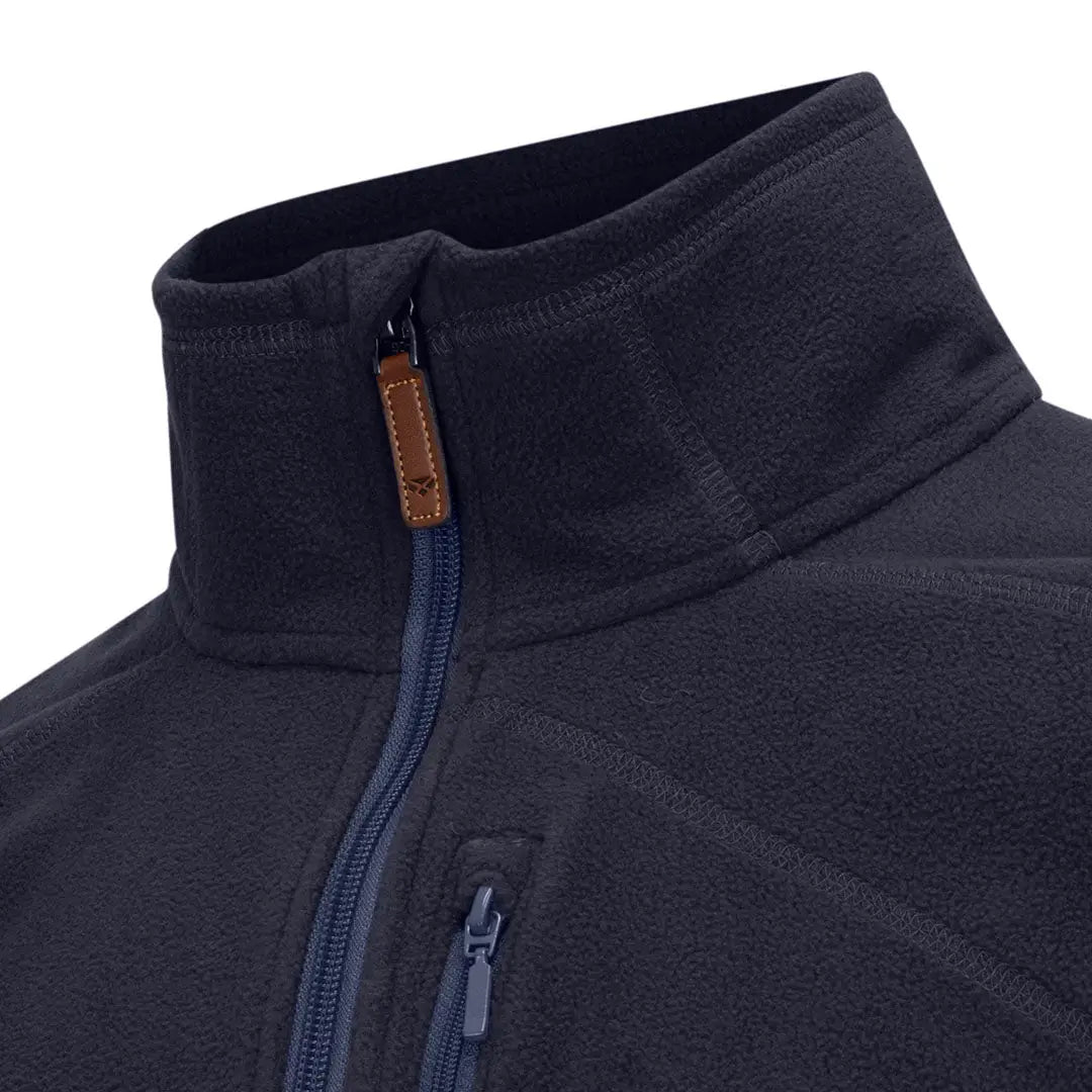 Navy fleece jacket collar and zipper from the Fife Islander Techpro lineup