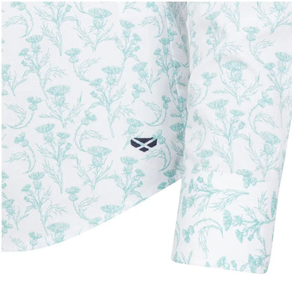 White Hoggs of Fife Ladies Thistle Print Shirt featuring a stylish thistle pattern