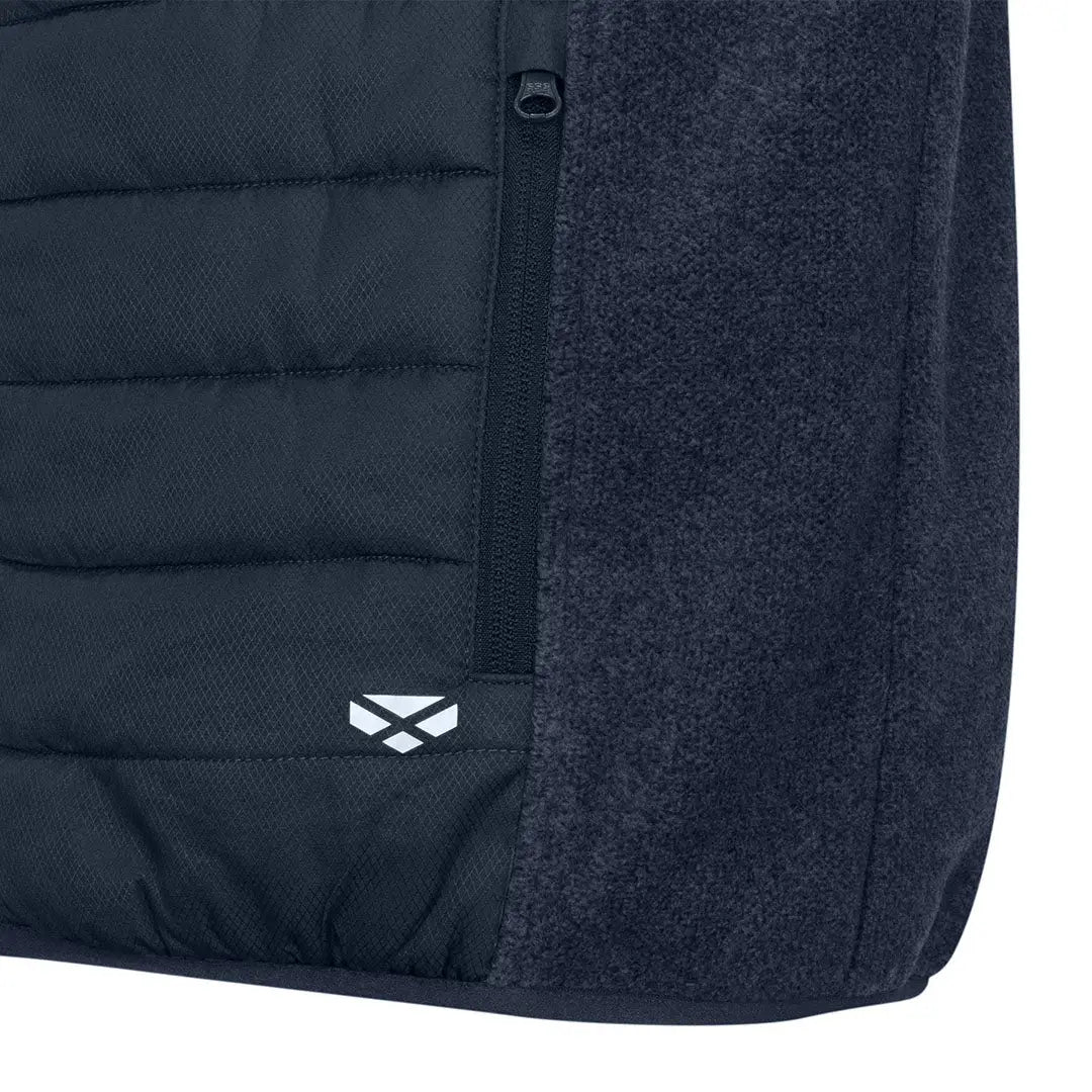 Navy quilted and fleece jacket detail on the Fife Melville Hybrid Gilet