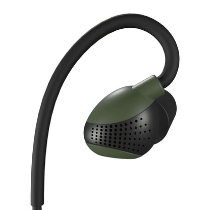 Green and black wireless earbuds from ISOTunes Sport Advance Tactical Hearing Protection