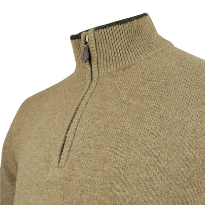 Beige knit quarter-zip sweater from Jack Pyke Ashcombe in cozy lambswool