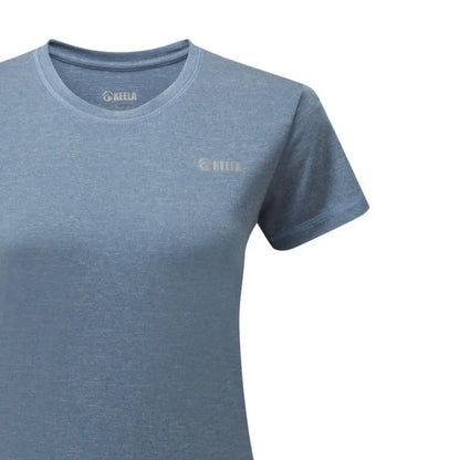 Light blue Keela Womens Trail Short Sleeve Top with logo and Polygiene Viraloff treatment