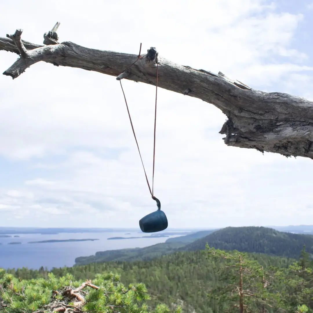 Blue hanging object for Kupilka Shot Cup, perfect for country clothing and hunting adventures