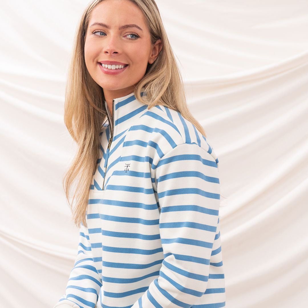 Striped quarter-zip sweatshirt from Lighthouse Ladies Coral Jersey collection