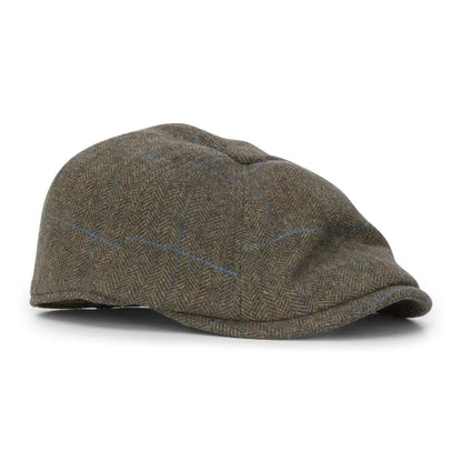Brown herringbone flat cap, the perfect Baker Boy Hat for a stylish look