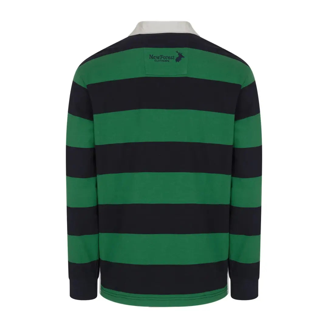 Striped rugby shirt in green and navy from the New Forest Classic Stripe collection