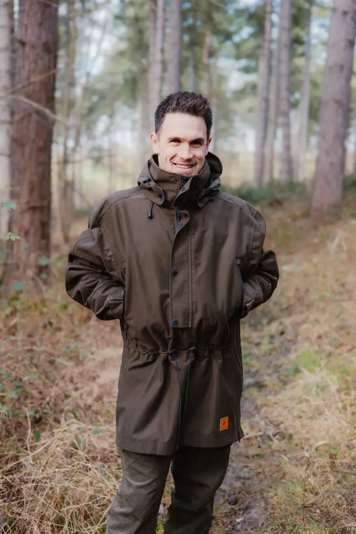 Olive green hooded parka from the New Forest Country Sport Smock collection