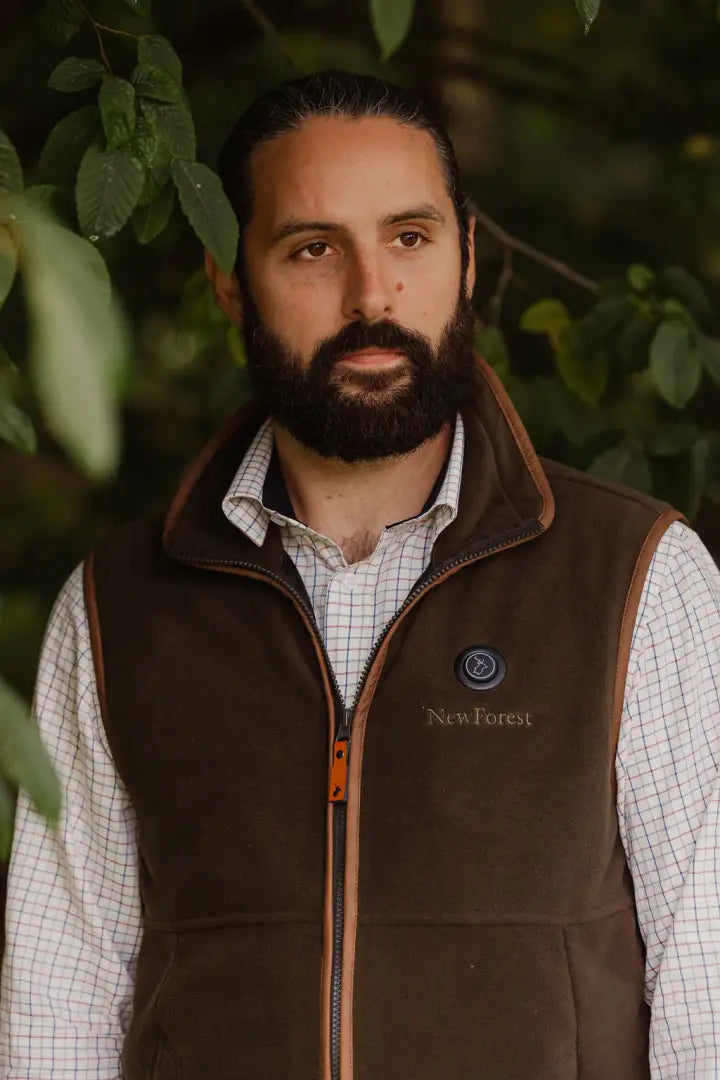 Brown fleece vest from the New Forest Heated Fleece Gilet, perfect for chilly days