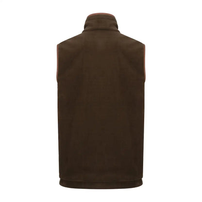 Brown high collar fleece gilet perfect for cozy warmth in the forest