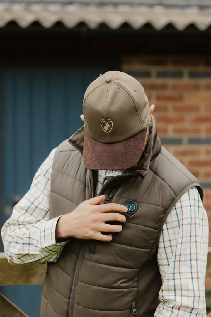 Brown quilted vest from New Forest Heated Gilet, perfect for chilly adventures