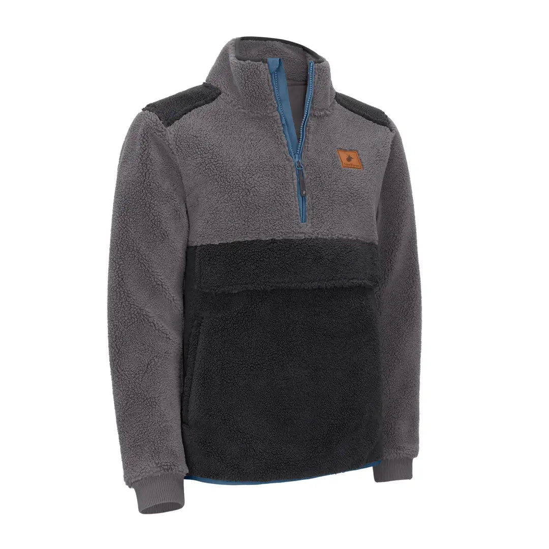 Gray and black fleece pullover from New Forest, perfect fox fibre pile fleece for cozy style
