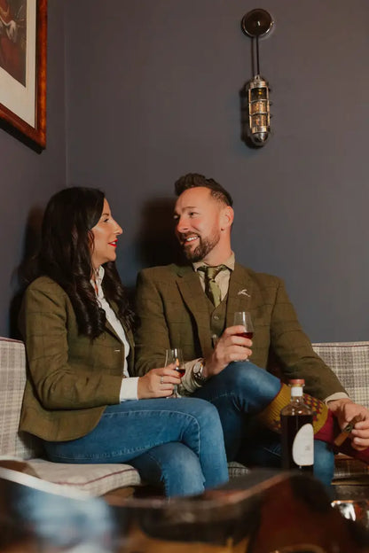 Couple in stylish Polly Tweed Blazers enjoying a day out in the New Forest