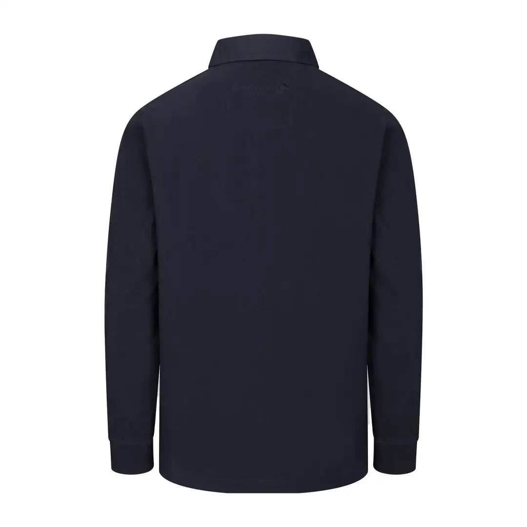 Navy long-sleeved rugby shirt with braided twill collar from New Forest collection
