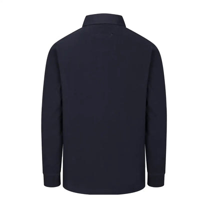 Navy long-sleeved rugby shirt with braided twill collar from New Forest collection