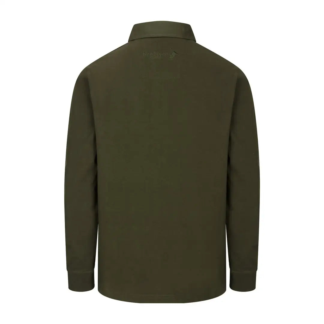 Dark green long-sleeved collared New Forest Rugby Shirt perfect for casual outings