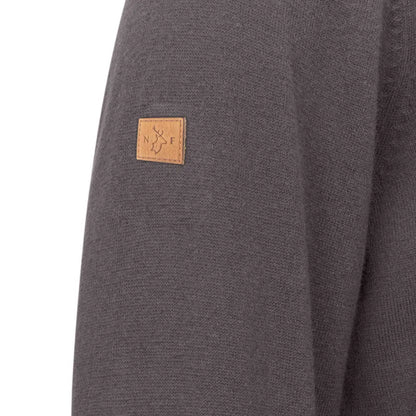 Gray knit sweater with leather patch from the New Forest Zip Neck Jumper collection