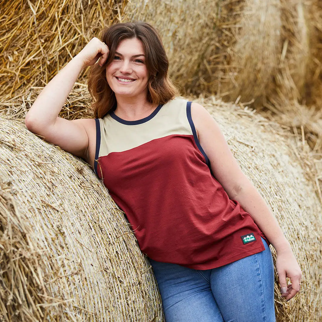 Color-blocked tank top for the Ridgeline Back Slider Singlet, perfect for country clothing and hunting