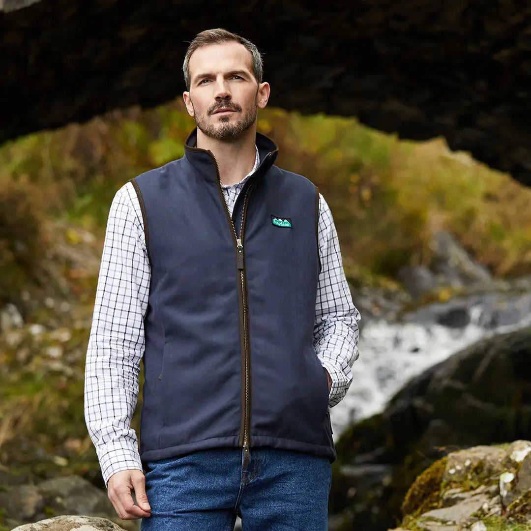 Navy blue vest of the Ridgeline Monarch Gilet, perfect for stylish outdoor adventures