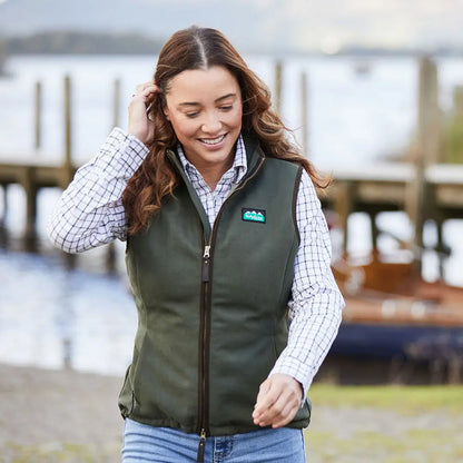 Olive green zip-up vest from Ridgeline Womens Monarch Gilet, perfect for country clothing and hunting