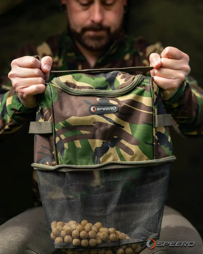 Camouflage Speero Air Dry Bag with mesh bottom for efficient bait storage