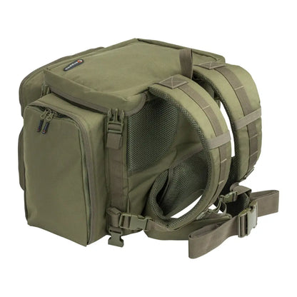Olive green Speero Compact Rucksack featuring multiple compartments and straps