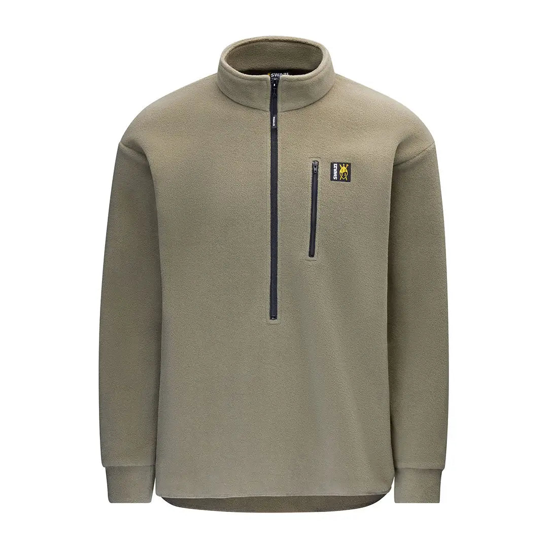 Khaki fleece pullover with zipper, perfect for the Swazi Bush shirt collection