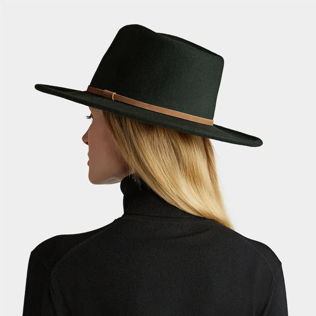 Dark green Tilley Jasper Hat with leather band, perfect for country clothing and hunting