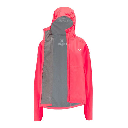 Bright pink and gray Venture Ultralight jacket for ladies, waterproof with zipper front